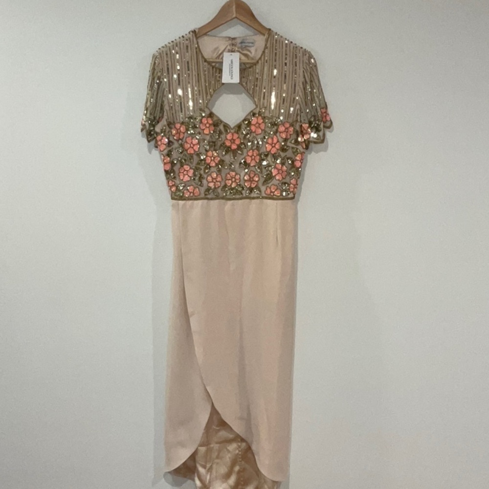 Chic High Low Dress with Floral Accents